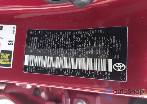 2025 Toyota Corolla Le from USA, damaged, VIN 5YFB4MDE0SP318056